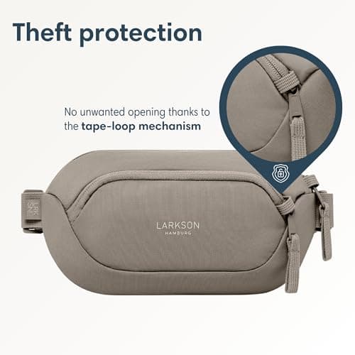 Larkson Small Waist Pack Slingbag Men & Women Grey - Helge - Anti-Theft Bum Bag Cross Body Bag with RFID Blocker for Everyday & Travel - Breathable Mesh Padding - Water-Repellent — view 3