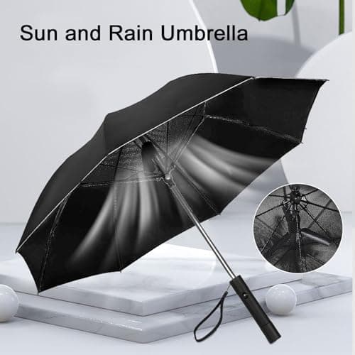 Annadue USB Rechargeable Umbrella with Fan, 2600mAh Power Bank (Black) — view 3