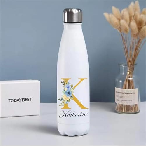 EKAM Personalised Stainless Steel Water Bottle - Customise with Any Name Any Initial - Thermal Vacuum Insulated Metal Water Bottle for 12 Hours Hot & 24 Hours Cold Drinks Flask 500ml - 17oz — view 3
