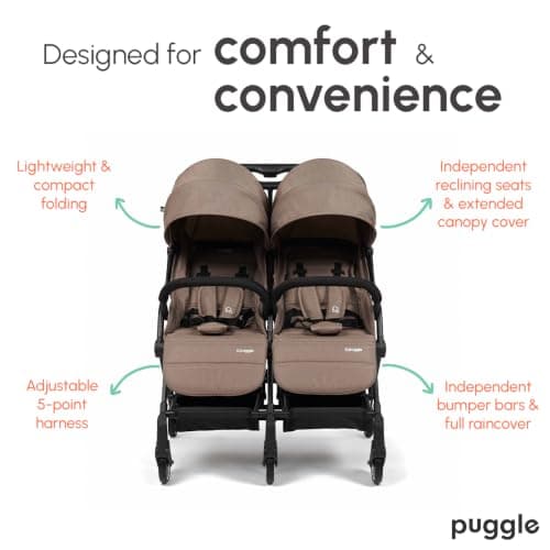 Puggle City Traveller Double Pushchair (Truffle) — view 4
