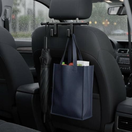 Colcolo Vehicle Seat Hook Double Hanger Car Hook Organizer with Stainless Steel and Rubber Build Supports Up to 6 kg Keeps Cabin Organized Suitable for Daily Driving Road Trips Family outings — view 5