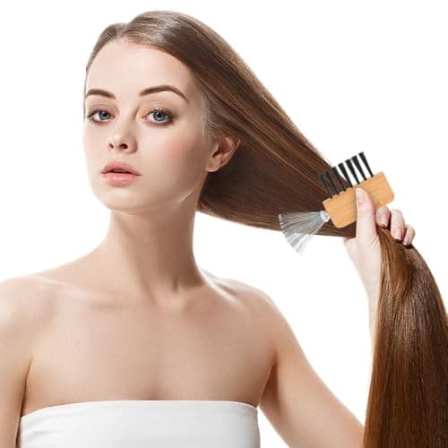 2pcs Hairbrush Cleaning Comb for Home and Travel, Beige Metal Wood — view 6