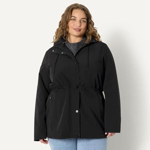 Amazon Essentials Women's Relaxed-Fit Packable Lightweight Waterproof Hooded Rain Jacket, Black, XL — view 6