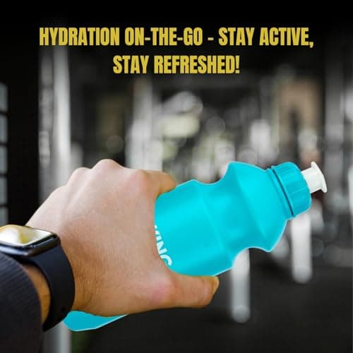 HOMESHOPA Squeeze Sports Plastic Water Bottle, 1 Pack Blue Non-Toxic Pull Top Wide Mouth Opener, Durable Leak Proof Drinking Bottle For Running, Gym, Fitness, Yoga, Outdoors and Camping — view 4