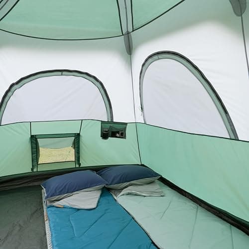 Amazon Basics 10-Person Instant Camping Tent with Rainfly, Pre-Attached Telescoping Frame, Weather-Resistant, Quick Setup, Mesh Windows, Room Divider, for Large Group & Family, Green, — view 5