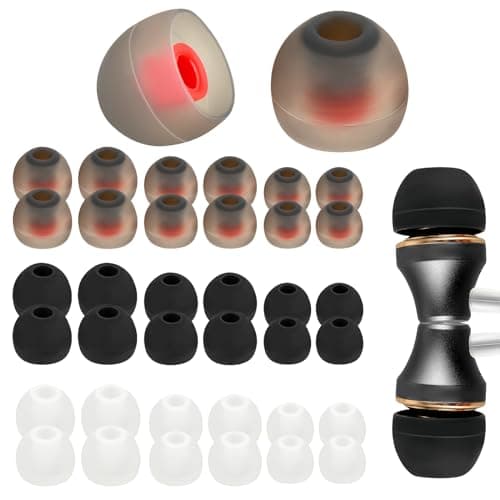 36Pcs Replacement Earbud Tips,Silicone Earbud Covers,Earbuds Rubber Tips Suitable for Earphone Inner Holes 4.5mm to 6mm,3 Colors,3 Sizes