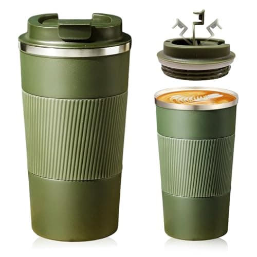 Senshuomy Travel Mug, Insulated Coffee Cup with Leakproof Lid(Green/510ml)