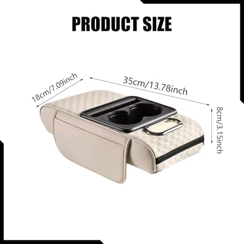 Hzoibyze Multifunctional Car Armrest Console Organizer Storage Box with Phone Holder Suitable for Car Travel, White — view 2
