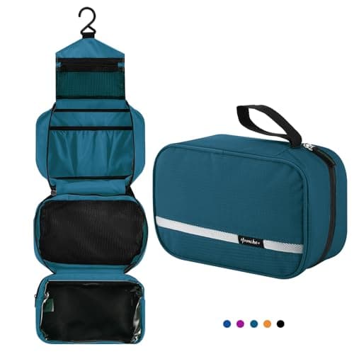 homchen Hanging Travel Toiletry Bag, Waterproof Folding Portable Cosmetic Wash Bag for Men and Women (M, EGREEN)