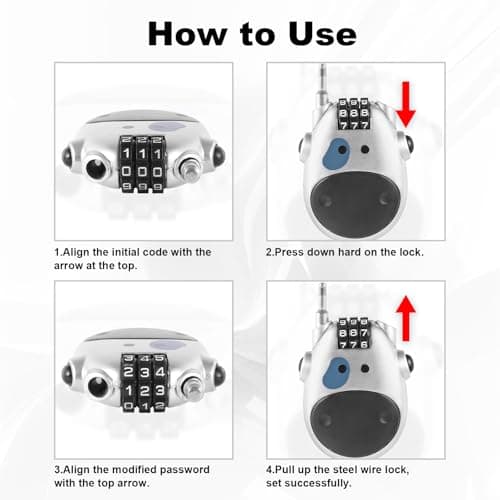 2PCS 77CM Retractable Cable Lock for Bikes, 3 Digit Combination Locks — view 5