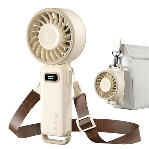 Diveblues Turbo Portable Handheld Fan, 100 Speed Stepless High Speed Hand Held Fan, 12H Cooling Rechargeable Mini Fan, 180° Foldable Neck & Desk Fan, LED Display, Travel Essentials, Gifts