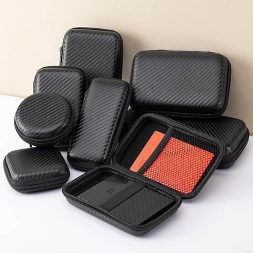 HomeVortex Carbon Fiber EVA Headphone Storage Case Hard Shell Shockproof Protective Box for 3C Electronics Cables Chargers Travel Organizer Black(11 * 6 * 3.5) — view 4