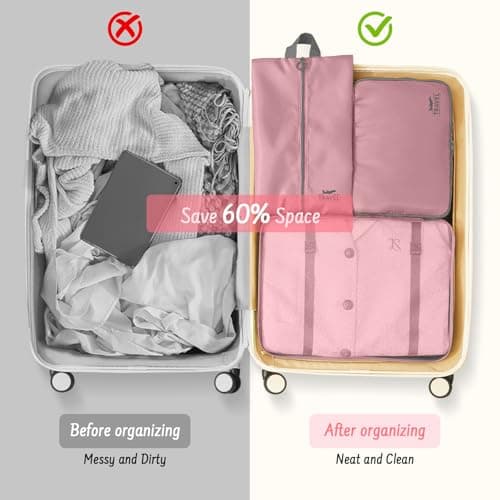 MOFELON 8PCS Packing Cubes for Suitcase, Travel Luggage Organisers for Backpack, Waterproof Suitcase Organiser Bags, Travel Essentials Accessories - pink — view 6