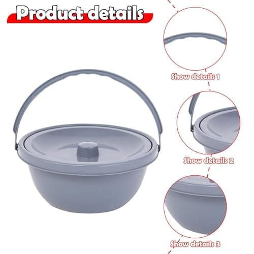 MotiveTech Bedside Commode Chamber Pot with Handle Bedpan Portable Pot Toilet Container for Elderly Male Female Adults Tent Boat — view 2