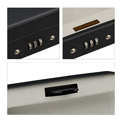 Relaxdays Security Box, Combination Lock, Portable, Security Cable, Car Safe, H x W x D: 6 x 16 x 20 cm, Steel, Black — view 6