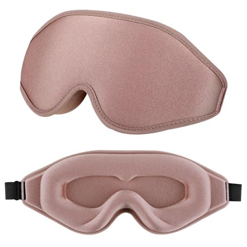 WLLHYF Silk Sleep Mask, 3D Stereo Deep Sleep Eye Mask Comfortable Adjustable Cute Block Out Light Eye Covers for Man and Woman All Night Sleep (Rose Gold) — view 2