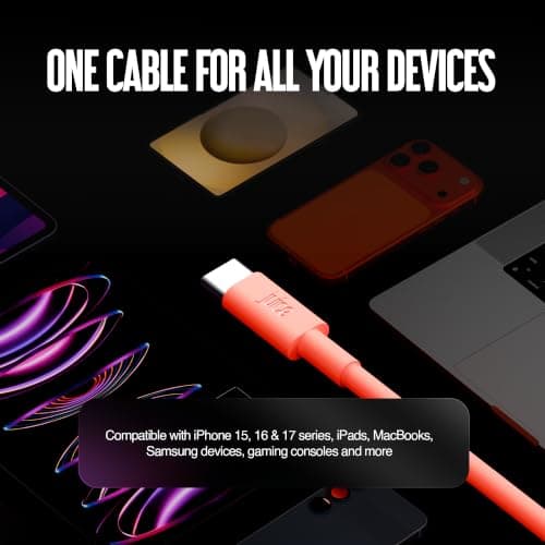 Juice USB Type C 3m Charger and Sync Cable for Samsung Galaxy S20, S10, S9, S8, S20 Plus, Huawei P30, P20, Sony, Apple Ipad 2020, Pro 2020, Air 2020 - Coral — view 4
