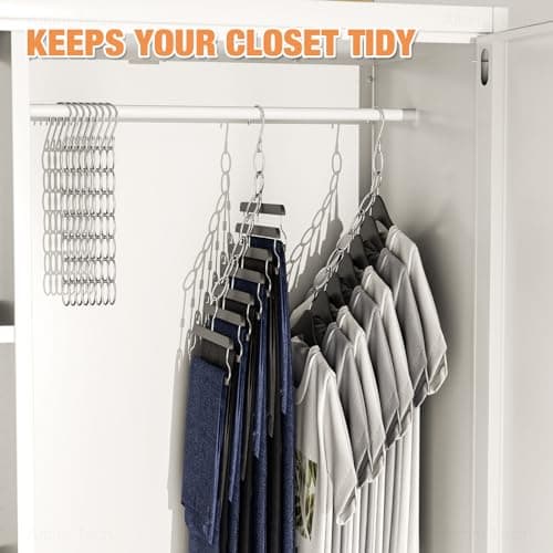 NiHome 10-Pack Space Saving Clothing Chain Hanger, Foldable Metal, Silver — view 4