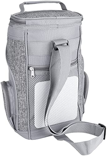 BRUBAKER Cooler Bag for 2 bottles of wine and champagne up to 1.5 l, padded wine cooler bag - picnic bag insulated, thermal bag - portable with handle in grey — view 4