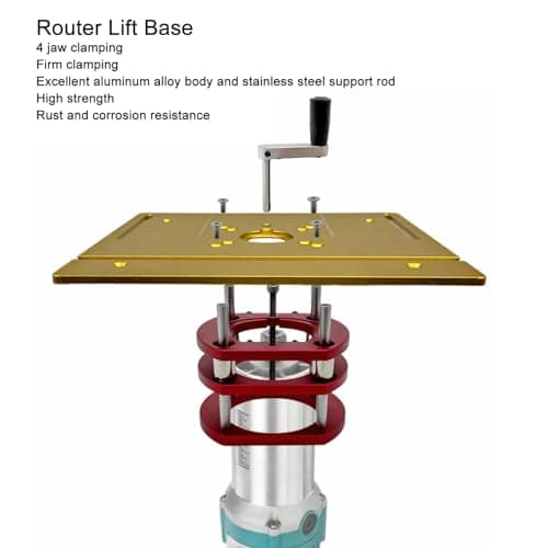 Router Lift Base, Aluminum Alloy Stainless Steel 4 Jaw Clamping Universal Router Table Lifting System Base for Small Trimming Machines — view 3