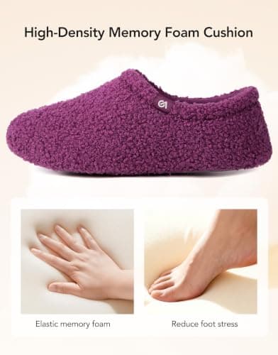 VeraCosy Women's Fuzzy Slippers Warm Comfy Memory Foam Shoes Purple, 5/6 UK — view 4