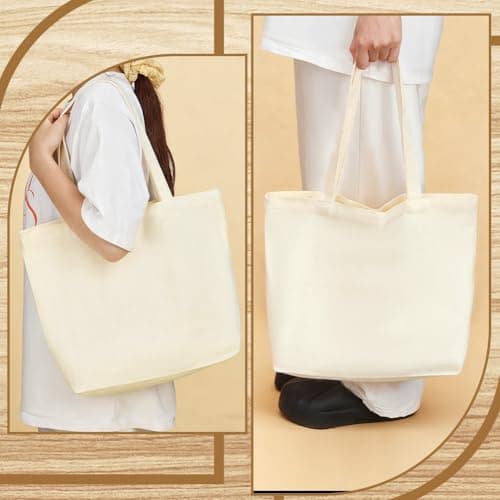 INTERWARM 16Pcs Canvas Tote Bags, Blank Cotton Grocery Shopping Totes — view 2