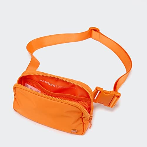 Pander Double Zipper Fanny Pack Nylon Everywhere Belt Bag, Fashion Waist Packs for Women with Adjustable Strap, 1L. (Dark Orange) — view 4