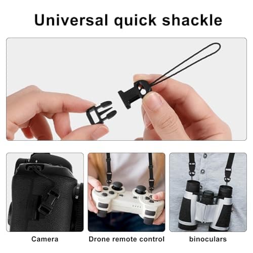 6 Pcs Camera Strap Quick Release Black QD Loops Connector Adapter Camera Quick Release Lanyard Clip Compatible for All Compact Digital Cameras Binoculars Drone Remote Control and USB Stick — view 5