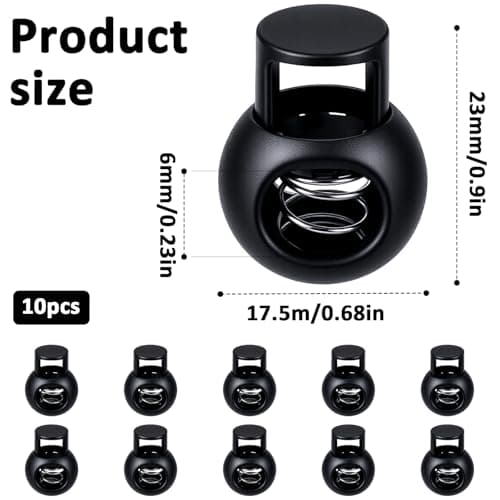 Apausvcm 12 Pcs Shoe Lace Tie Locks, Single Hole Cord Locks Plastic Spring Toggle Stoppers for Drawstrings Shoelaces Clothing Bags Sweatpants Hats — view 2