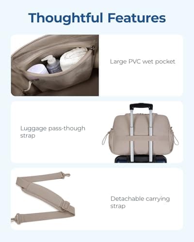 BAGSMART 24L Womens Gym Travel Bag, Weekend Overnight Cabin Bag, Wet Pocket — view 6