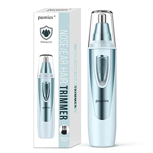 Ear and Nose Hair Trimmer Clipper, 2025 Professional Painless Eyebrow & Facial Hair Trimmer for Men Women, Battery-Operated Trimmer with IPX7 Waterproof, Dual Edge Blades for Easy Cleansing, Blue