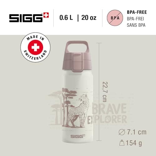 Sigg - Aluminium Water Bottle for Children - WMB One Brave Safari - Suitable for Carbonated Drinks - Leak-Proof - Light as a Feather - BPA-Free - Sports & School - White — view 2