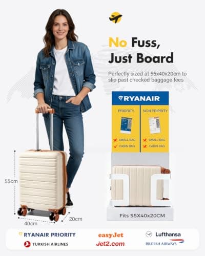 Lekesky Cabin Suitcase 55x40x20, Beige/Brown — view 2