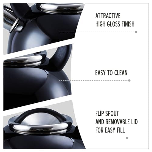 Liberty Leisure 2.5L Black Whistling Kettle - Stainless Steel Camping Kettle for Gas Stove - Portable Kettle for Travel, Hiking, Caravan, Motorhome & Camping Essentials — view 6
