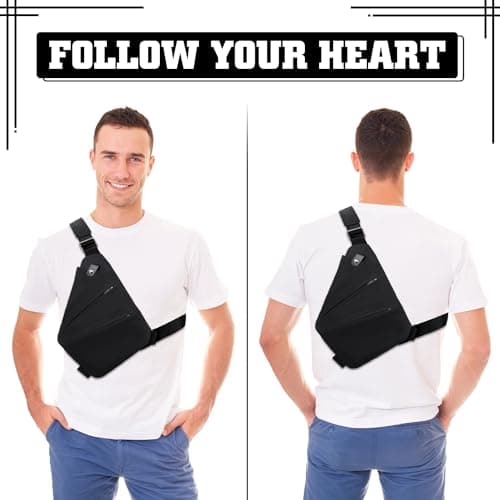 GDOKKNY Anti Theft Crossbody Bag for Women Personal Flex Travel Bag Anti-Theft Cross Body Bag Sling Chest Bag for Men （Black） — view 6