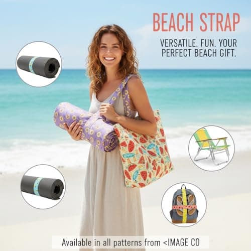 Beach Storage Straps 5-Pack - Elastic Bands for Quilt, Bed Sheet, Towel Binding, Tropical Print Design, 30x5 cm — view 5