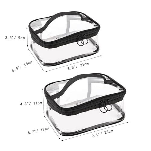 Peohud 4 Pack Clear Makeup Bags with Zipper, Waterproof Toiletry Bag, Portable Cosmetics Bags, Transparent Travel Storage Pouch Toiletry Bag Organizer with Handle for Bathroom, Travel, Vacation — view 2