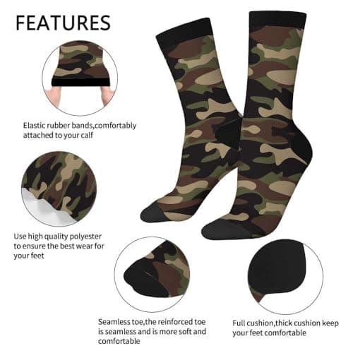 Muntayson Camouflage Athletic Cushioned Crew Socks Cushioned Crew Socks with Arch Compression Secure Fit Women Men — view 4