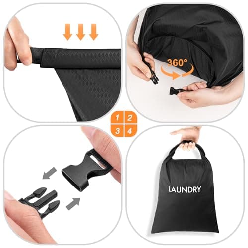 CANBOX 2 Pack Travel Laundry Bag, Nylon Washing Bags for Laundry, Black — view 4
