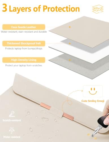 HYZUO 13.3-14 Inch Laptop Case Sleeve with Stand for MacBook,Beige — view 3