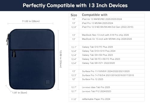 Dadanism 13 Inch Tablet Sleeve Padded Carrying Case, Dark Blue — view 2