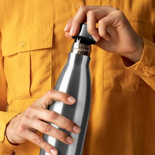 Mont-Clair l'O Stainless Steel Water Bottle, Vacuum Insulated - BPA Free, 12h Hot & 24h Cold Drinks, Metal Water Bottle 500ML Leakproof, Ideal for Adult, Kids, Running - Silver — view 5