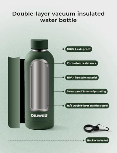 Stainless Steel Water Bottle Double Wall, Insulated Metal Water Bottle with Clip, 350ml/500ml/750ml/1L, BPA Free, 24hrs Cold & 12hrs Hot, Suitable for Sports, Camping, Hiking, Cycling, Gym, Travel — view 4