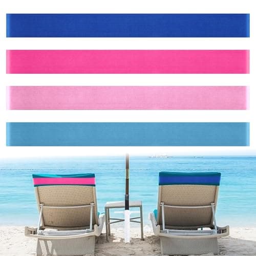 4Pcs Towel Bands for Beach, Sun Loungers, Beach Chair Towel Clips, Stretch Silicone Chair Bands Not Easily Broken, Elastic Windproof Beach Accessories for Summer