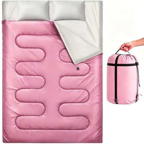 Double Sleeping Bag with 2 Pillows, Large Sleeping Bags for Adults and Kids