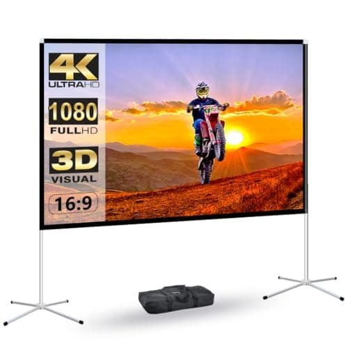 AODIOU Portable 60" Projector Screen, 16:9, Wrinkle-Free, Lightweight, Aluminum & Polyester, Manual, Floor & Table Mount