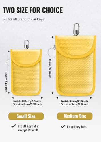 lanpard Faraday Pouch for car Keys,2 Pack Faraday Bag | Key Signal Blocking Pouch | Keyless Entry Keys Case | RFID Blocker Bag for Car Security,Anti-Theft Remote Entry Keyless Protect Yellow,M — view 2