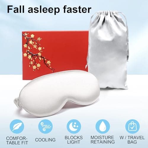 Desmend Silk Eye mask for Sleeping 3D Anti Wrinkle Skin Friendly Black Out Silver Grey — view 6