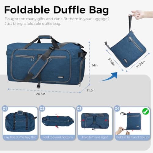 Fmeida 65L Foldable Travel Duffle Bag Waterproof Holdall Luggage Bags — view 3