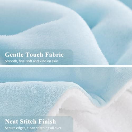 Aisbo Sherpa Fleece Throw Blanket Light Blue - Fluffy Thick Warm Blanket for Sofa Couch Throw Single Size, Solid Microfiber Bed Blanket Soft Throws for Travel, 130x150cm — view 5